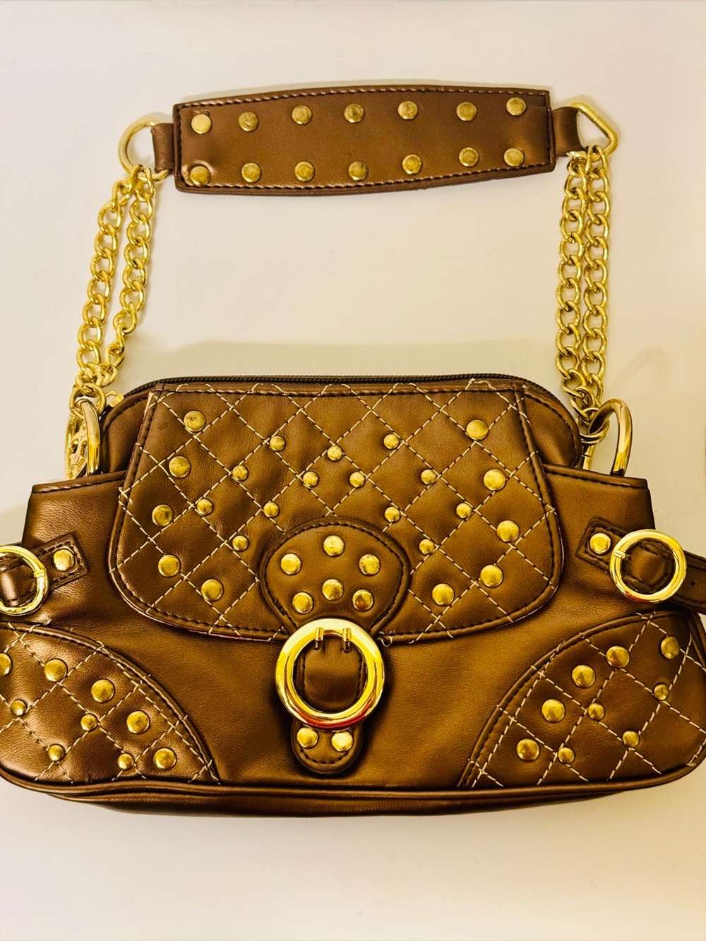 Starlet by Paris Hilton,a Y2K-era line Bronze Studded Chain-Handle Shoulder Bag